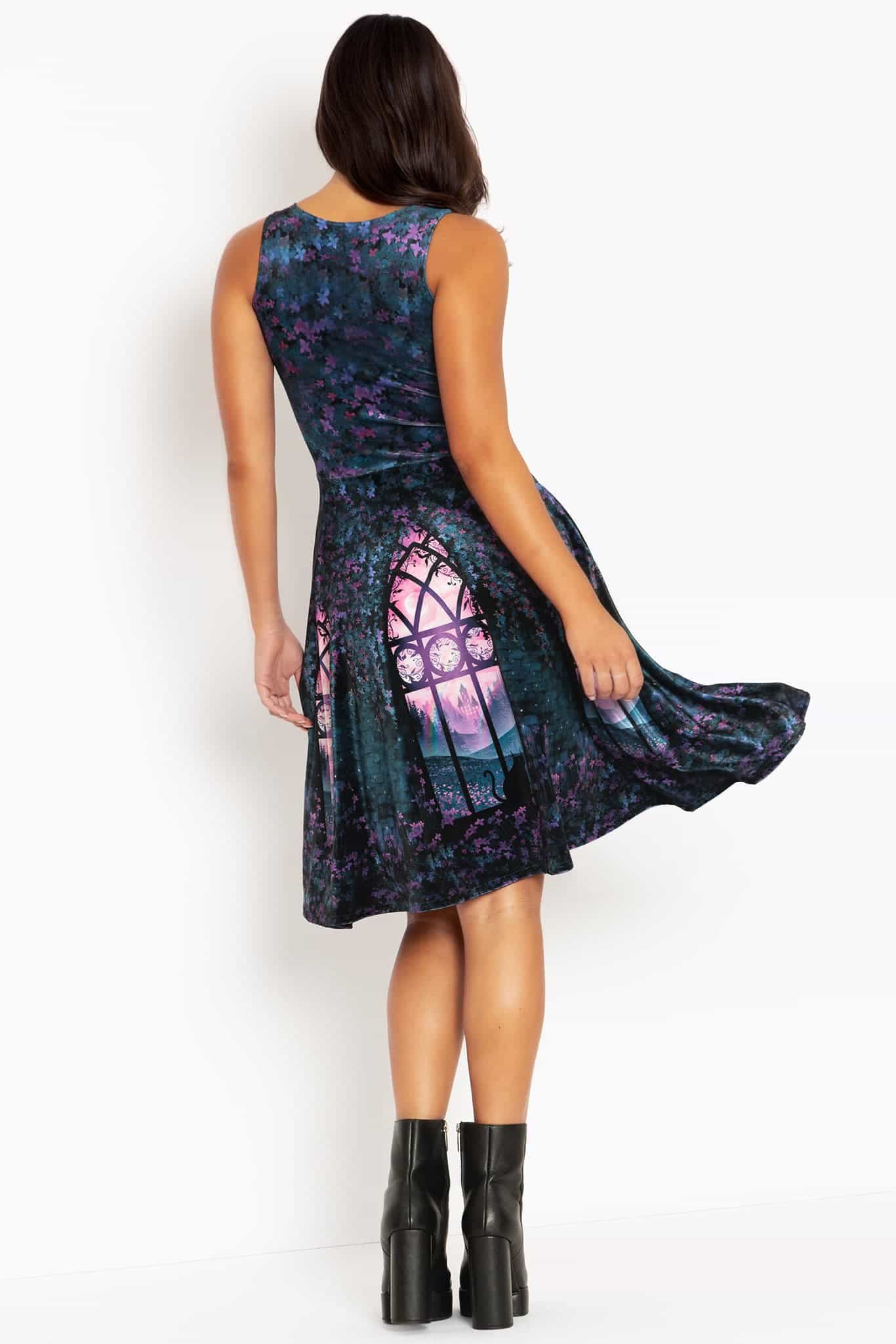 Window To The Spirit Realm Velvet Princess Midi Dress - Image 2