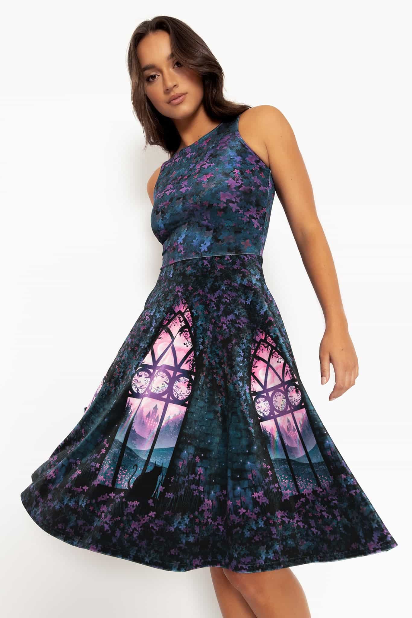 Window To The Spirit Realm Velvet Princess Midi Dress - Image 4