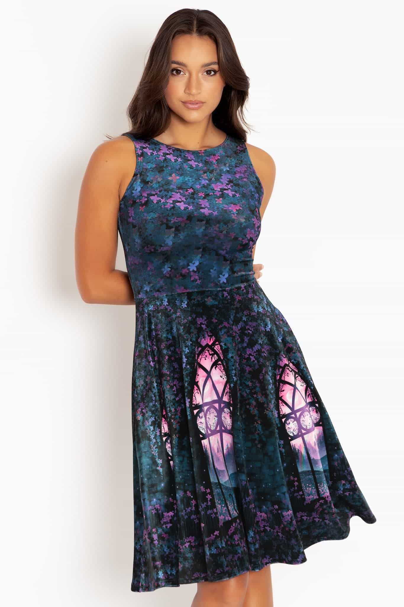Window To The Spirit Realm Velvet Princess Midi Dress - Image 7