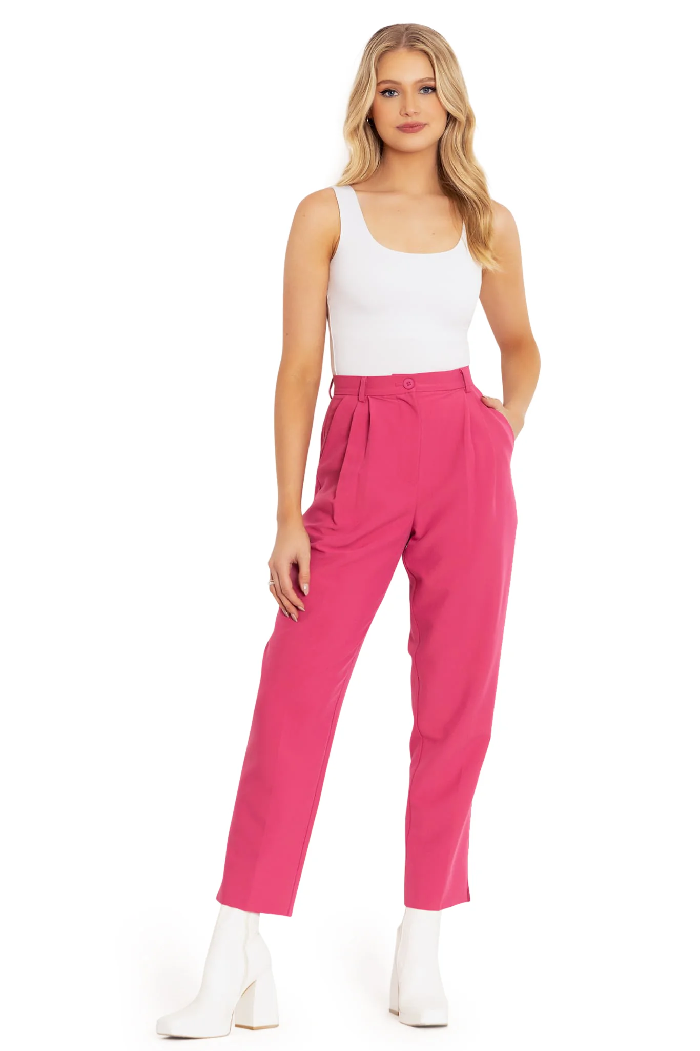 Women In Fuchsia Pants