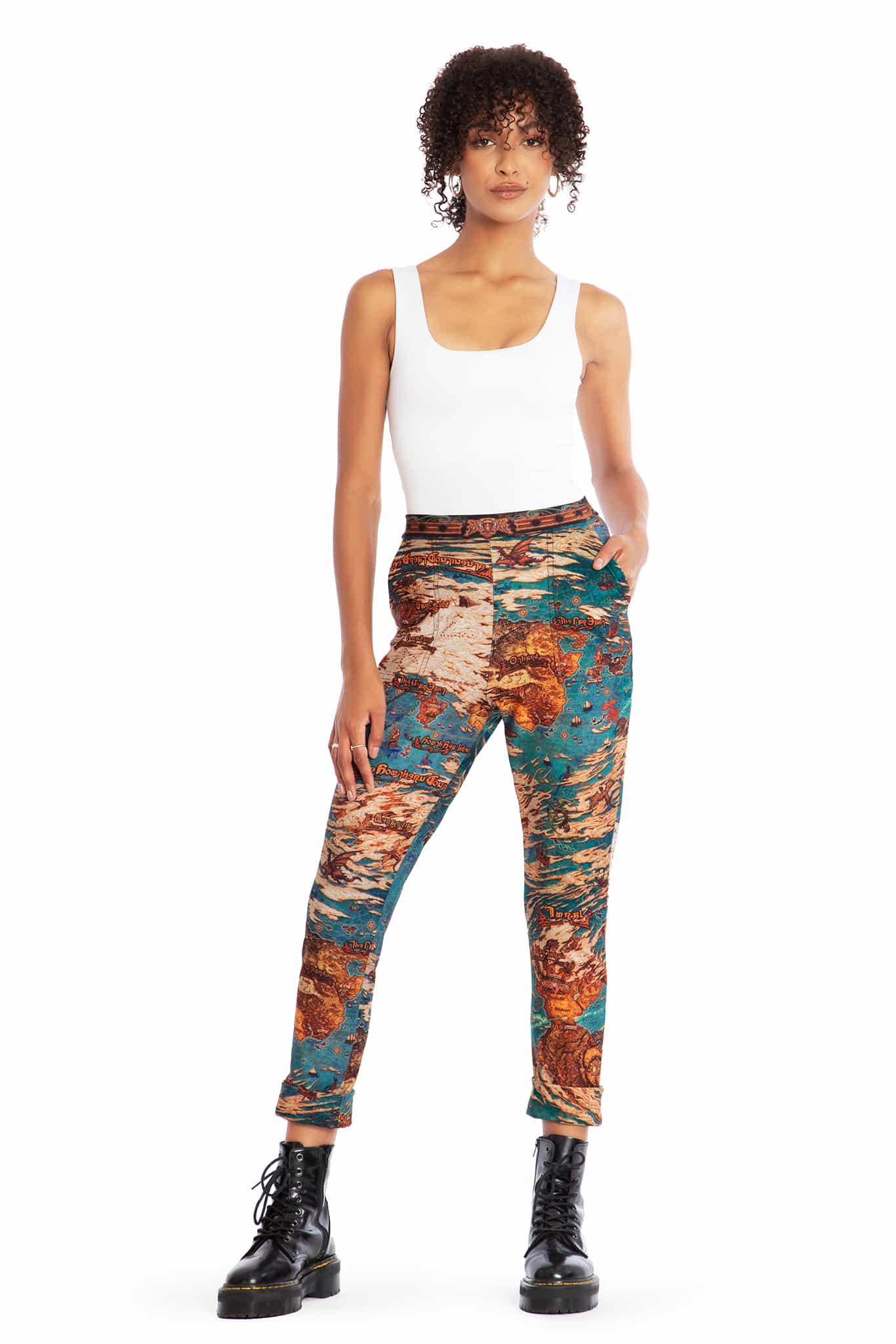 World Map Cuffed Pants - Image 7