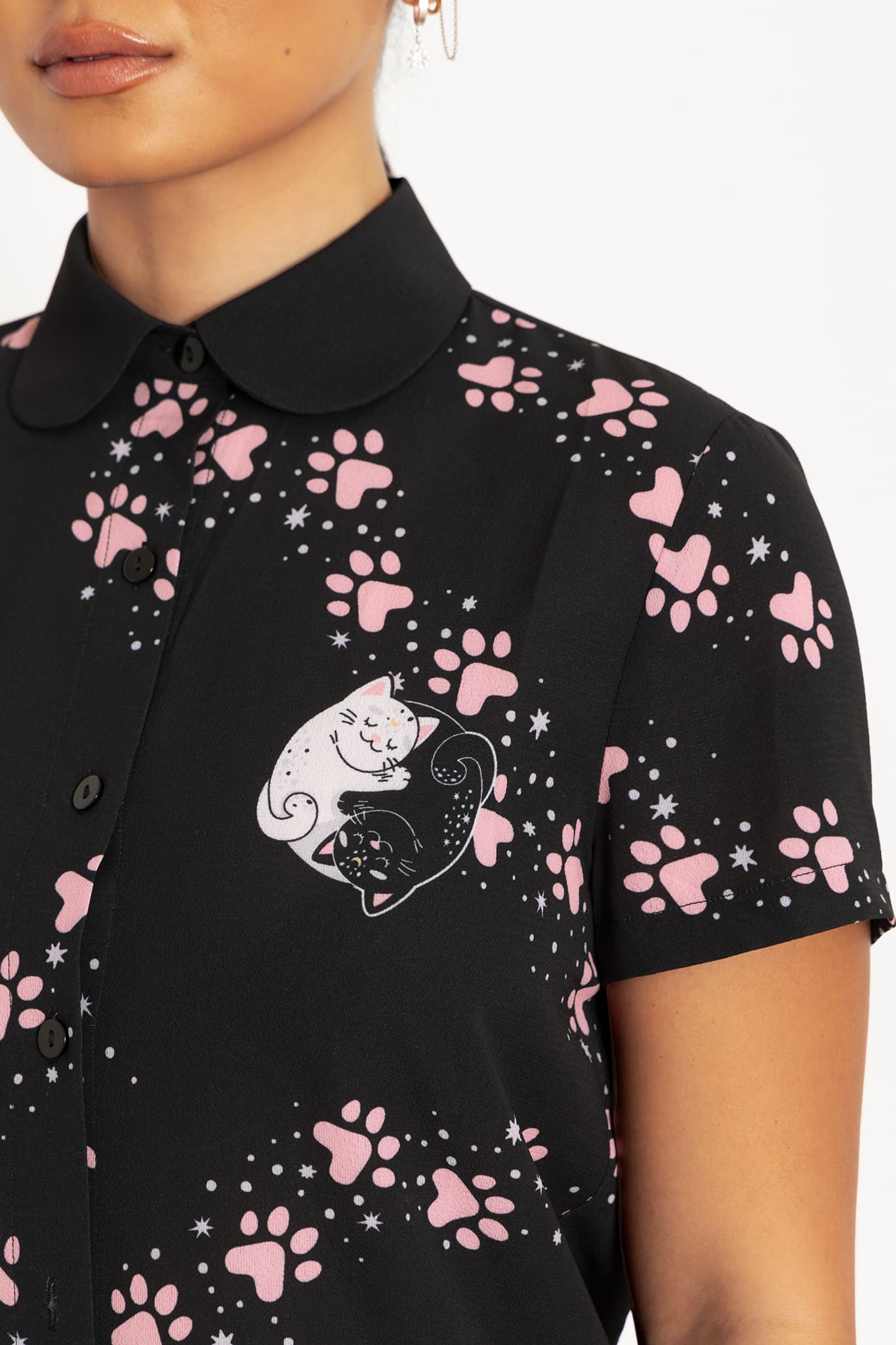Yin Cat Yang Cat Cute As A Button Shirt - Image 2