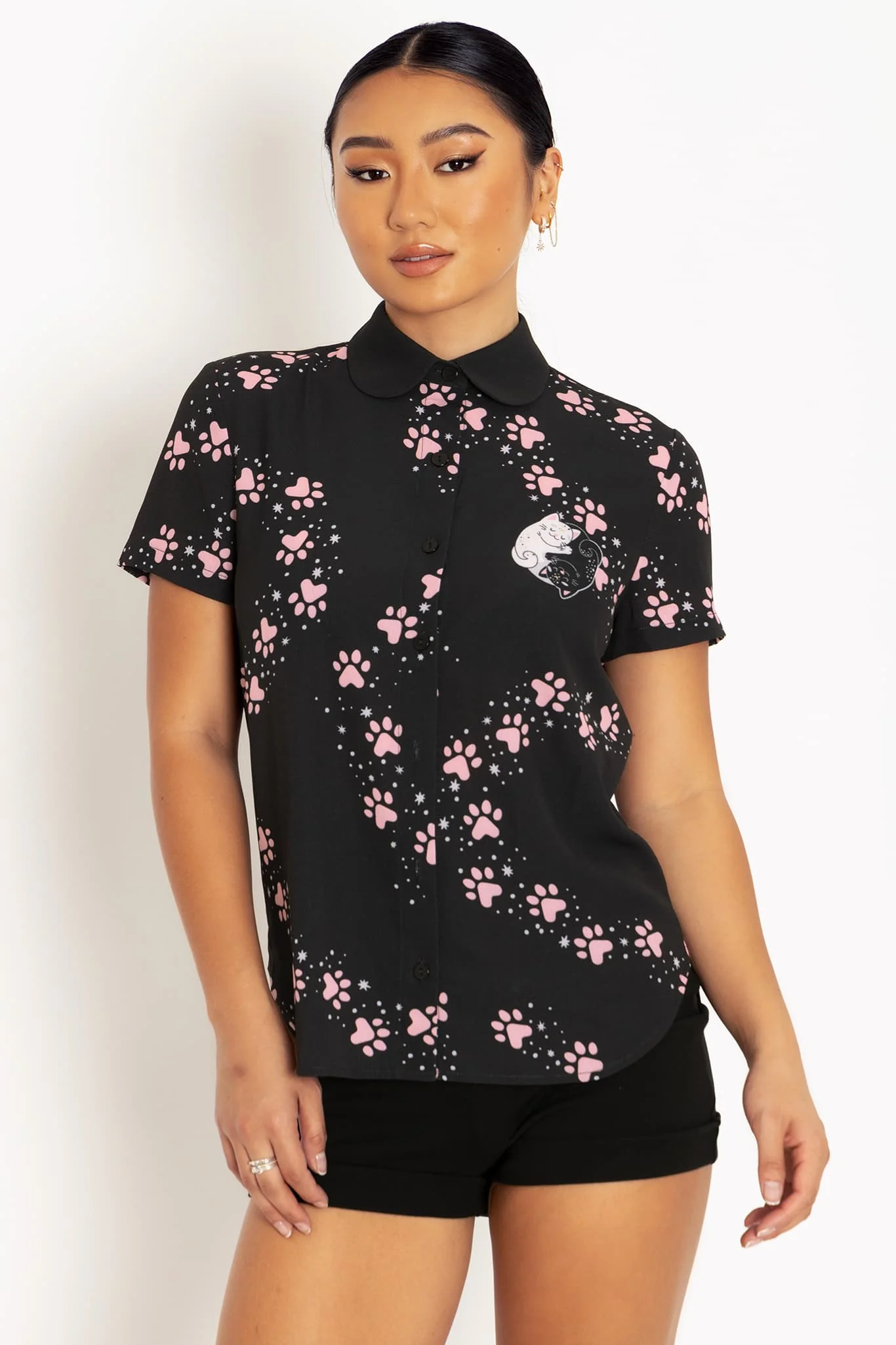 Yin Cat Yang Cat Cute As A Button Shirt - Image 4